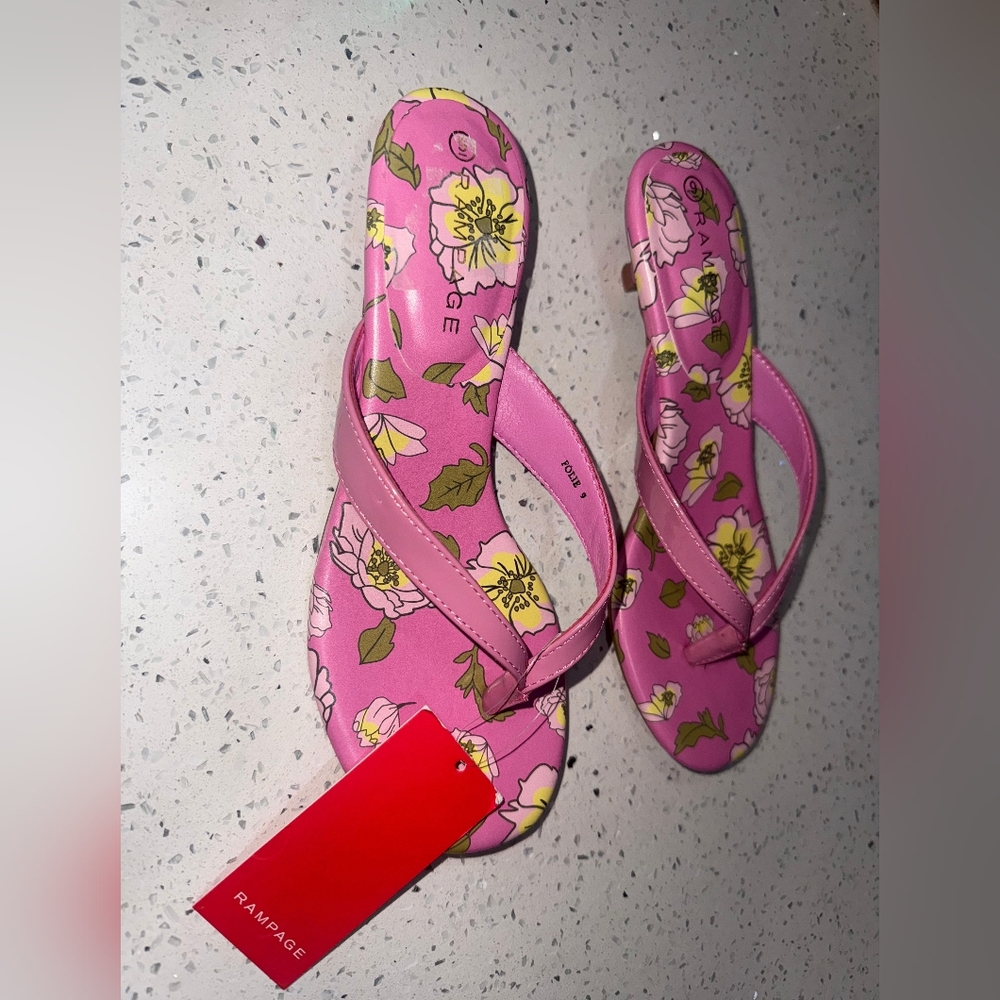 NWT Rampage Pink Floral Women's Sandals SIZE 9 - Picture 6 of 11
